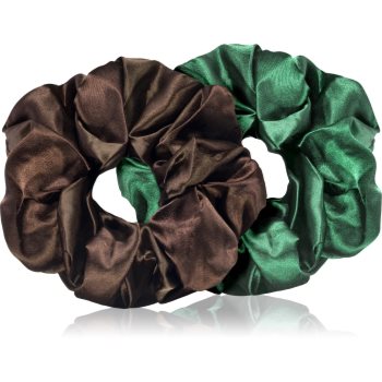BrushArt Hair Large satin scrunchie set Elastice pentru par Brown & Green (2 pc) image8